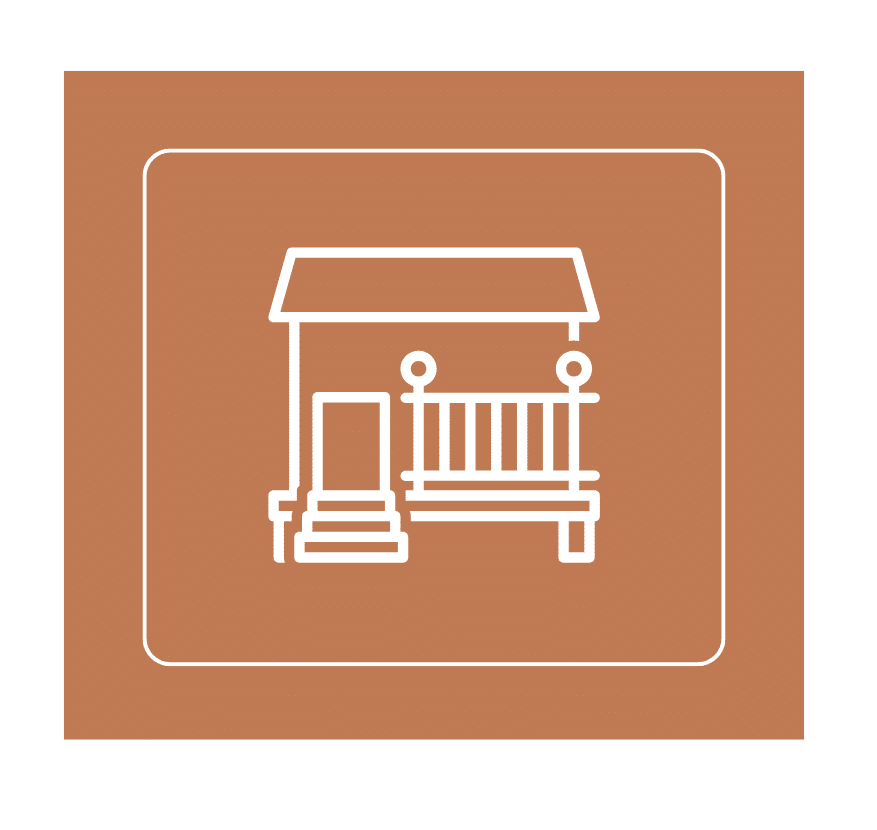 Line icon of a porch representing low-maintenance outdoor home features