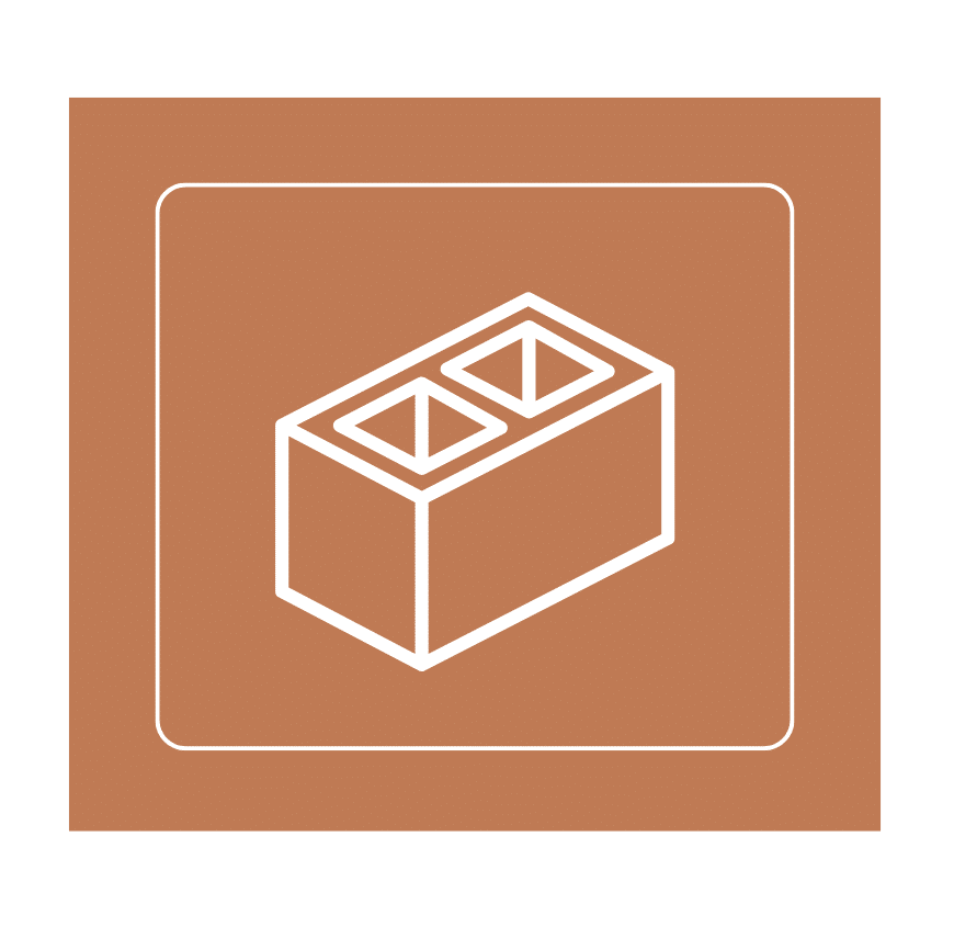 Icon of a cinder block used for low-maintenance deck foundations