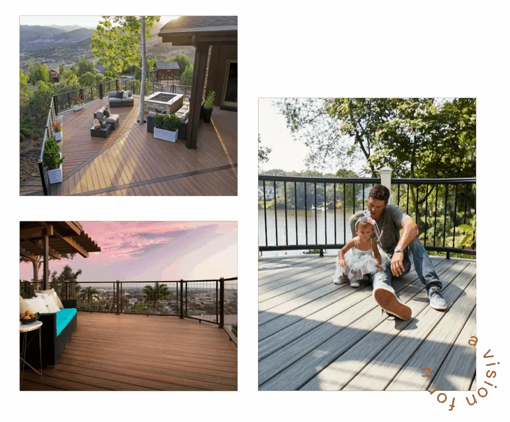 how much does a deck cost for low-maintenance decks with modern railing, sunset views, and a father with daughter enjoying the space