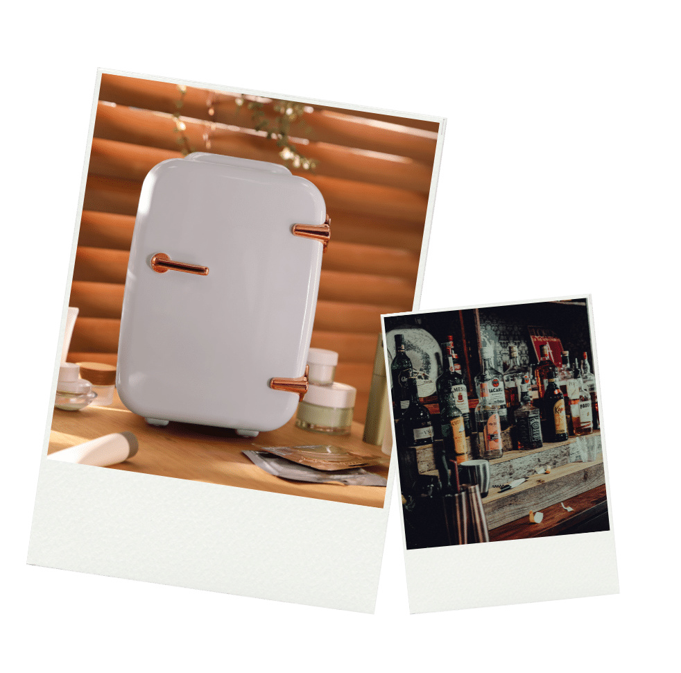 Fall gameday patio ideas include outdoor bar setups with a mini fridge and stocked drink station