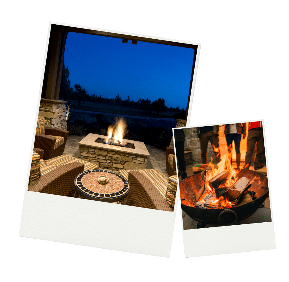 Fall gameday patio ideas with a fire pit for warmth, ambiance, and late-night celebrations