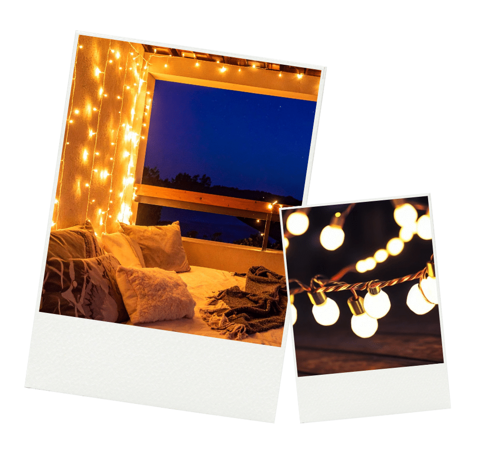 Fall gameday patio ideas with string lights for stylish and inviting nighttime ambiance