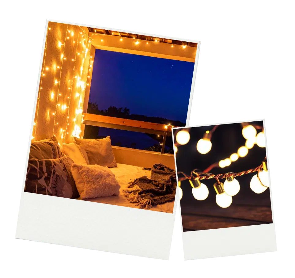 Fall gameday patio ideas with string lights for stylish and inviting nighttime ambiance