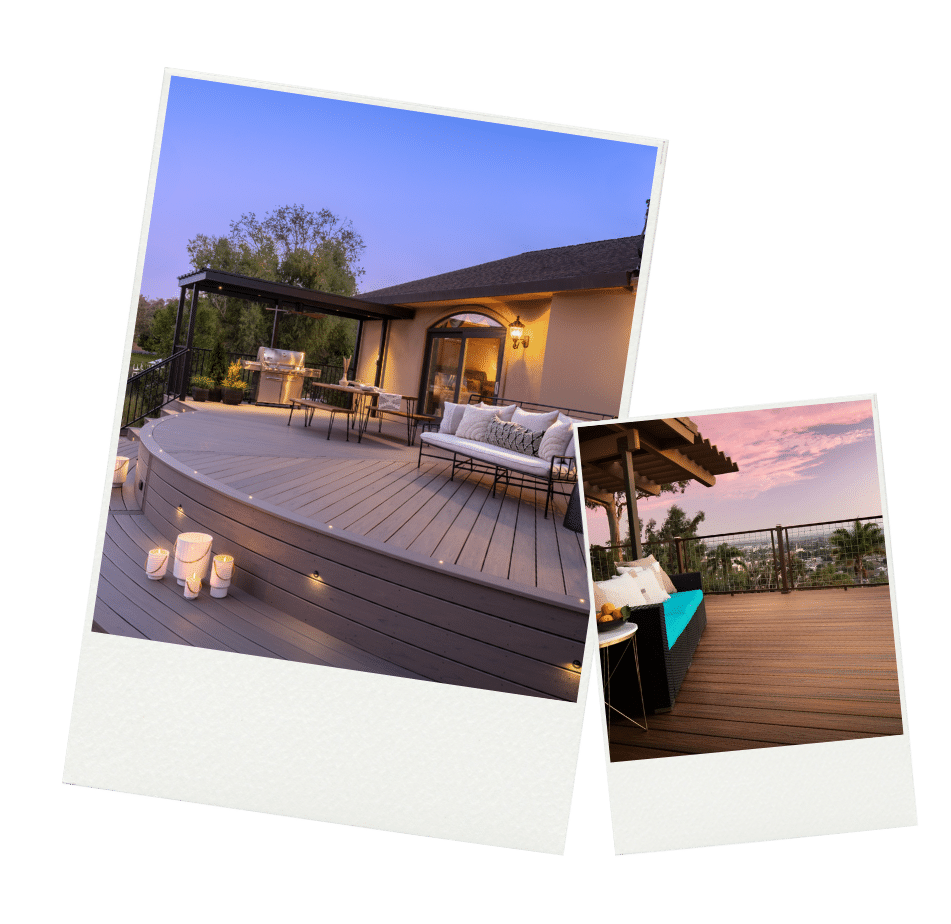 Fall gameday patio ideas using TREX decking and sleek furniture for a durable, stylish base